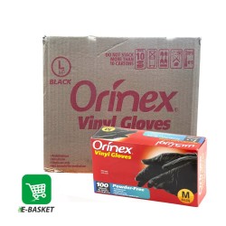 Orinex Powder Free Black Gloves Large 10 x 100